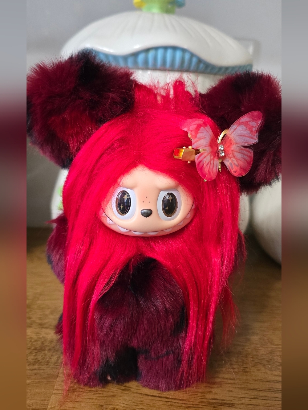 Red & Black Emo Hair Labubu